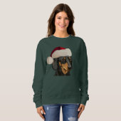 Sweatshirt Noël de teckel de Père Noël (Devant entier)