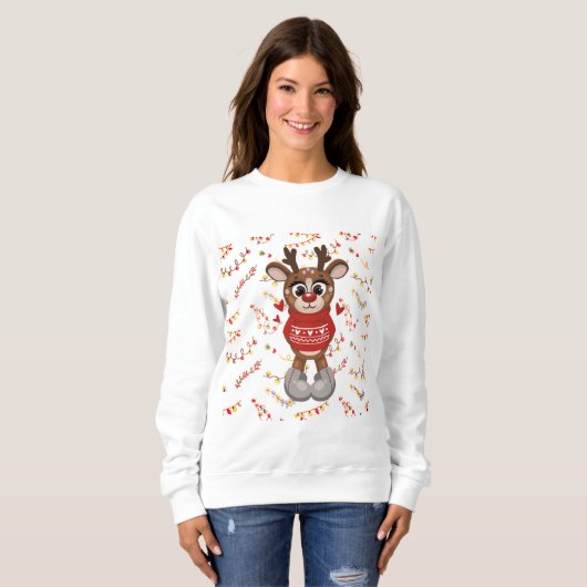 Sweatshirt Noël des mignons rennes (Devant entier)