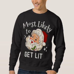 Sweatshirt Noël Drôle Boire mignon Père Noël Face Holiday
