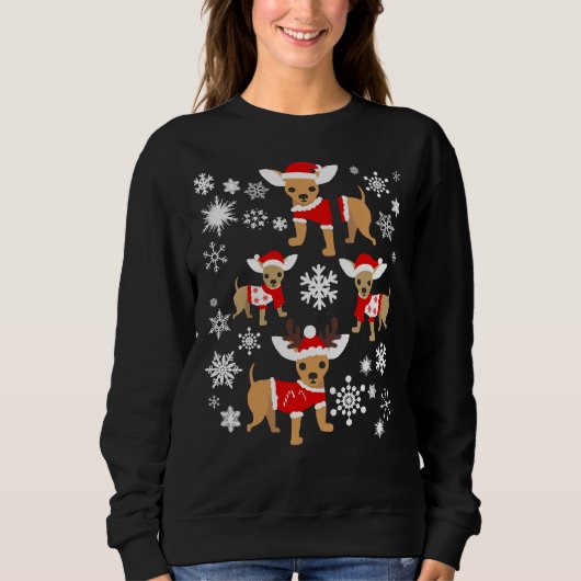Sweatshirt Noël du Chihuahua (Devant)
