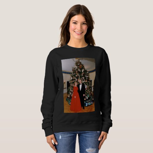 Sweatshirt Noël du président américain Bill Clinton et Hillar (Devant entier)