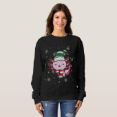 Sweatshirt Noël du saint Kawaii Axolotl Elf (Devant entier)