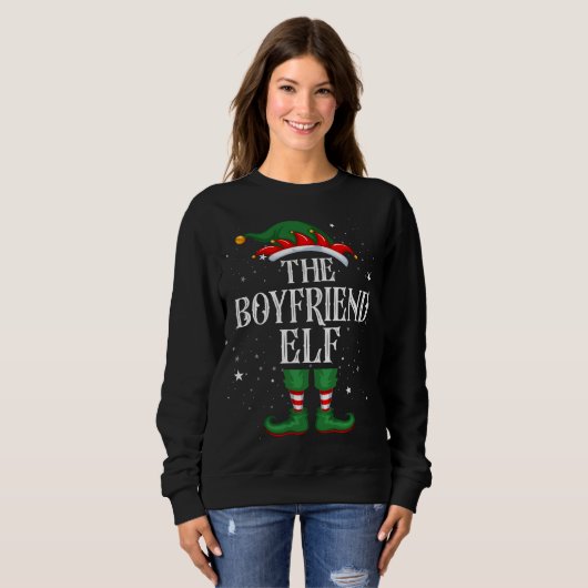 Sweatshirt Noël Elf Matching Famille Amusante Boyfriend Elf (Devant entier)