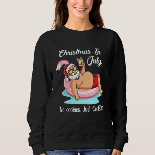 Sweatshirt Noël En Juillet Fête Avec Le Père Noël Nage (Devant)