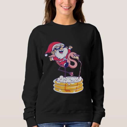 Sweatshirt Noël En Juillet Père Noël Flamant rose Noël Été Ha (Devant)