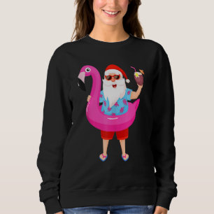 Sweatshirt Noël En Juillet Père Noël Hawaii Lunettes de solei