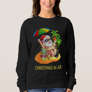 Sweatshirt Noël En Juillet Père Noël Hawaiian Beach Coconut V