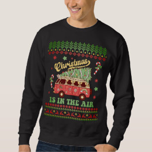 Sweatshirt Noël est dans l'air Retro Van avec arbre