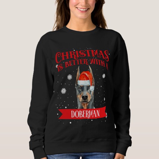 Sweatshirt Noël Est Mieux Avec Un Doberman 265 (Devant)