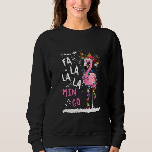 Sweatshirt Noël - Fa-La-La-Mingo Flamant rose avec Noël (Devant)