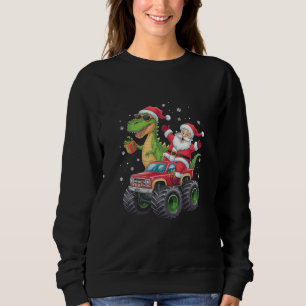 Sweatshirt Noël Famille Correspondante Père Noël Truck Dinosa
