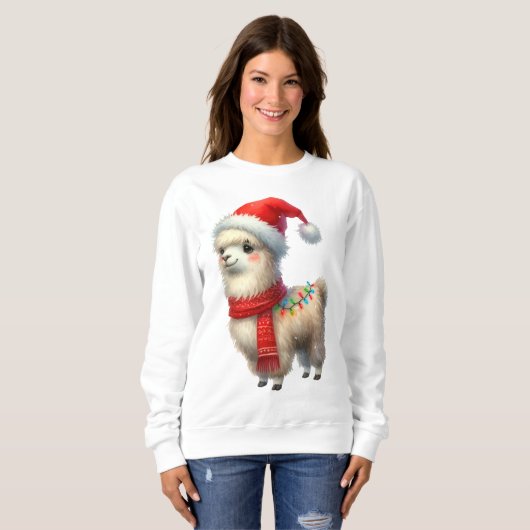 Sweatshirt Noël festif mignonne Llama (Devant entier)