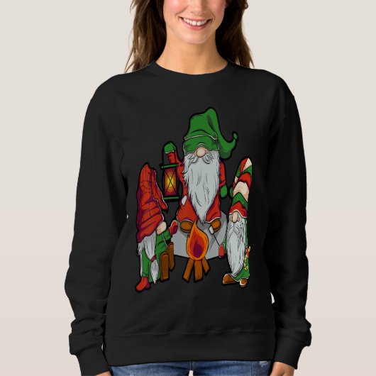 Sweatshirt Noël Festif Vert Et Rouge Gnome Scandinave (Devant)