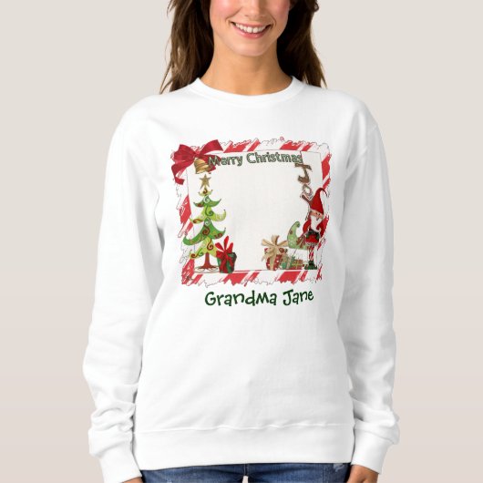 Sweatshirt Noël Folk Whimsey Nom personnalisé (Devant)