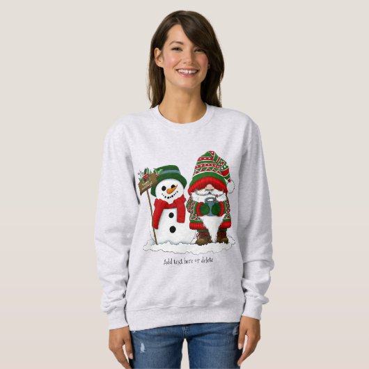 Sweatshirt Noël Gnome Snowman mignonne (Devant entier)