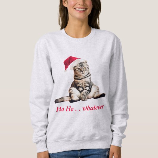 Sweatshirt Noël Grumpy Kitty Chat Ho Ho Quoi Que Drôle (Devant)