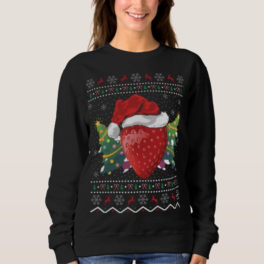 Sweatshirt Noël Hat Fraise Noël Cadeau Fraise laide Chr (Devant)