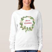 Sweatshirt Noël Holly Berries & Mistletoe Wreath (Devant)