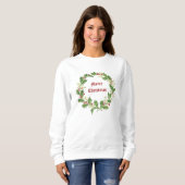 Sweatshirt Noël Holly Berries & Mistletoe Wreath (Devant entier)