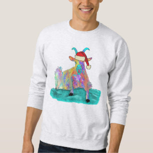 Sweatshirt Noël hurlant Chèvre drôle animal coloré