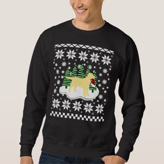 Sweatshirt Noël Jaune Labrador Silhouette Santa Hat (Devant)