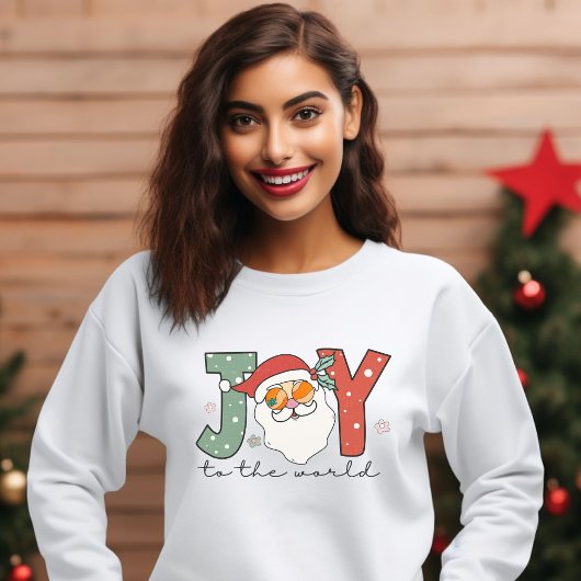 Sweatshirt Noël Joie Retro Père Noël en Lunettes de soleil