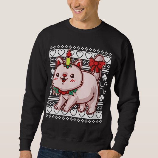 Sweatshirt Noël laid Rouge Noël Enfants Père Noël Chat (Devant)
