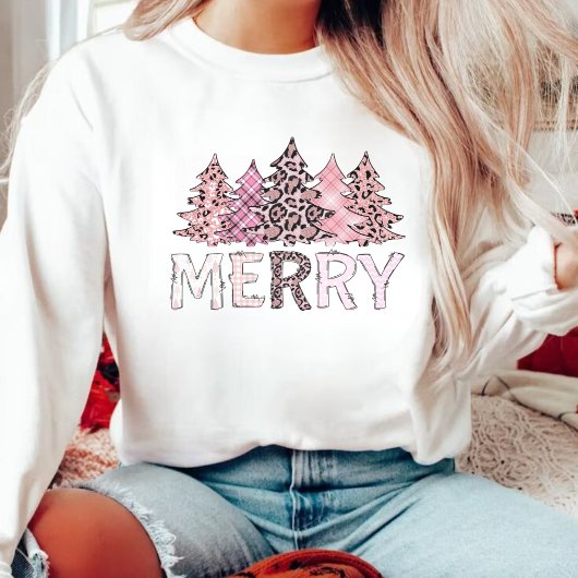 Sweatshirt Noël Léopard Rose Hiver Cosy