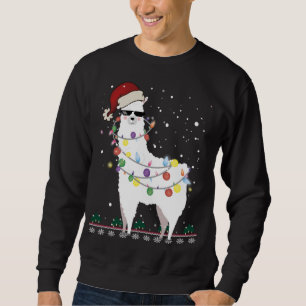 Sweatshirt Noël Llama Santa Hat Ugly Xmas Arbre Alpaca Gi