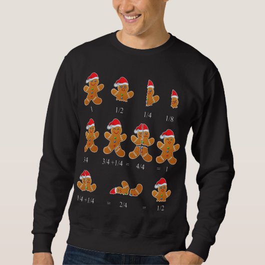 Sweatshirt Noël Math Teacher Fraction Gingerbread Cookie (Devant)