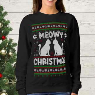 Sweatshirt Noël Meowy - Chat de Noël Ugly Sweater