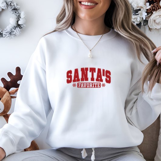 Sweatshirt Noël moderne Red Père Noël l'impression préférée