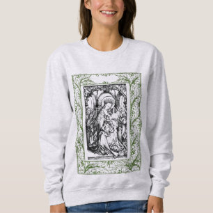 Sweatshirt Noël Nativité Madonna et Enfant Holly Frontière