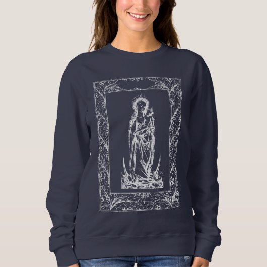 Sweatshirt Noël Nativité Madonna et Enfant Holly Frontière (Devant)