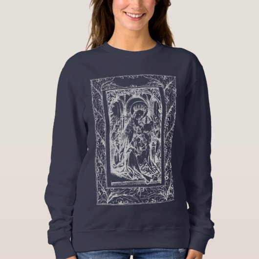 Sweatshirt Noël Nativité Madonna et Enfant Holly Frontière (Devant)