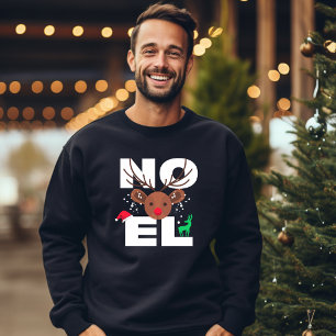 Sweatshirt Noël Noel blanc Typographie de la neige et du renn