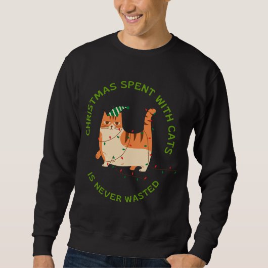 Sweatshirt Noël passé avec les chats n'est jamais l'échauffem (Devant)