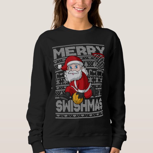 Sweatshirt Noël Père Noël Basketball Joyeux Swishmas Fu (Devant)