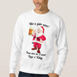 Sweatshirt Noël Père Noël Beer Wings Drôle Amateur de bière