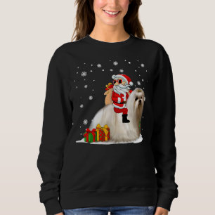 Sweatshirt Noël Père Noël équitation Shih Tzu