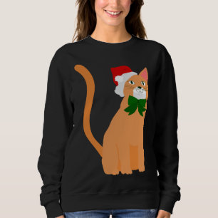 Sweatshirt noël santa claus casquette orange chat