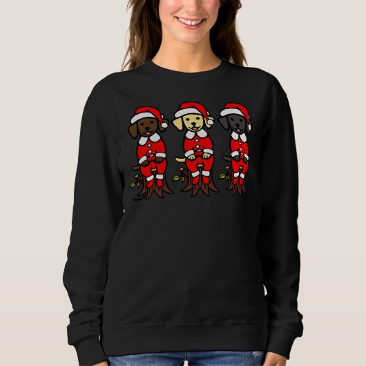 Sweatshirt Noël Santa Claus Labrador Puppies (Devant)