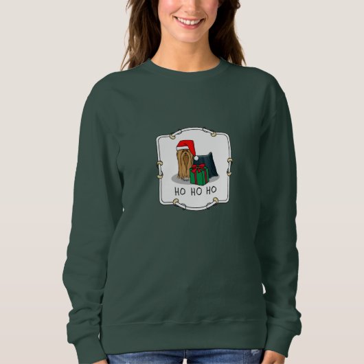 Sweatshirt Noël Santa Hat Yorkshire Terrier Yorkie Cute (Devant)