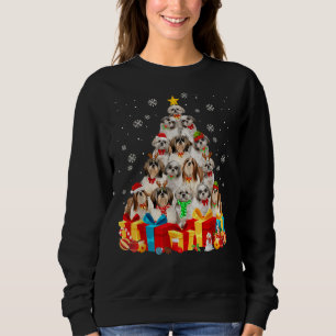 Sweatshirt Noël Shih Tzu Chien Tree Père Noël Lumières de Noë
