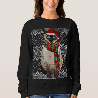 Sweatshirt Noël Siamese Chat Santa Claus Casquette