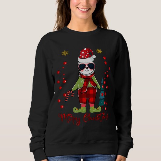 Sweatshirt Noël Sloth Buffalo Plaid Sloth Funny Sloth (Devant)