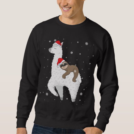 Sweatshirt Noël Sloth équitation Llama Père Noël Funny Pyjama (Devant)