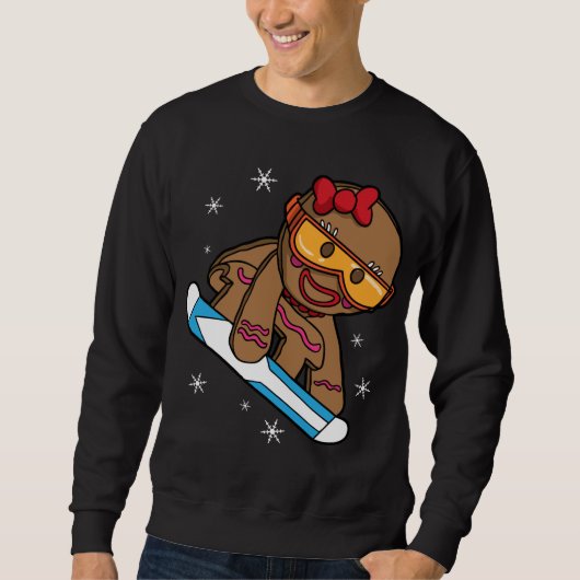 Sweatshirt Noël Snowboard Gingerbread Girl (Devant)