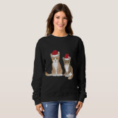 Sweatshirt Noël Tabby Kitten Rouge Santa Chapeau Meow Mignonn (Devant entier)