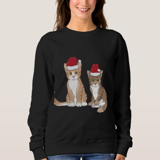 Sweatshirt Noël Tabby Kitten Rouge Santa Chapeau Meow Mignonn (Devant)